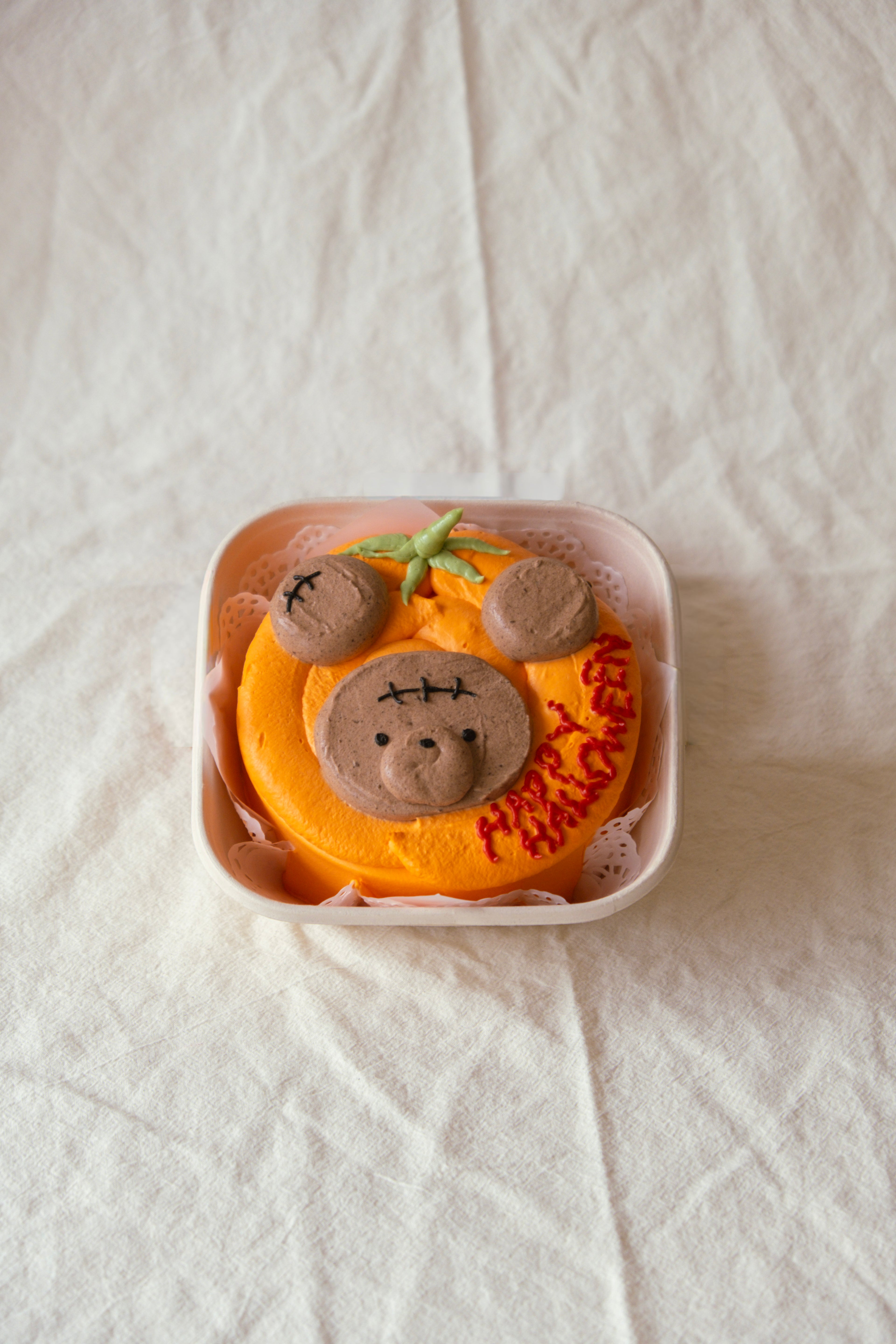 [👻 Halloween] Pumpkin Teddy Box Cake