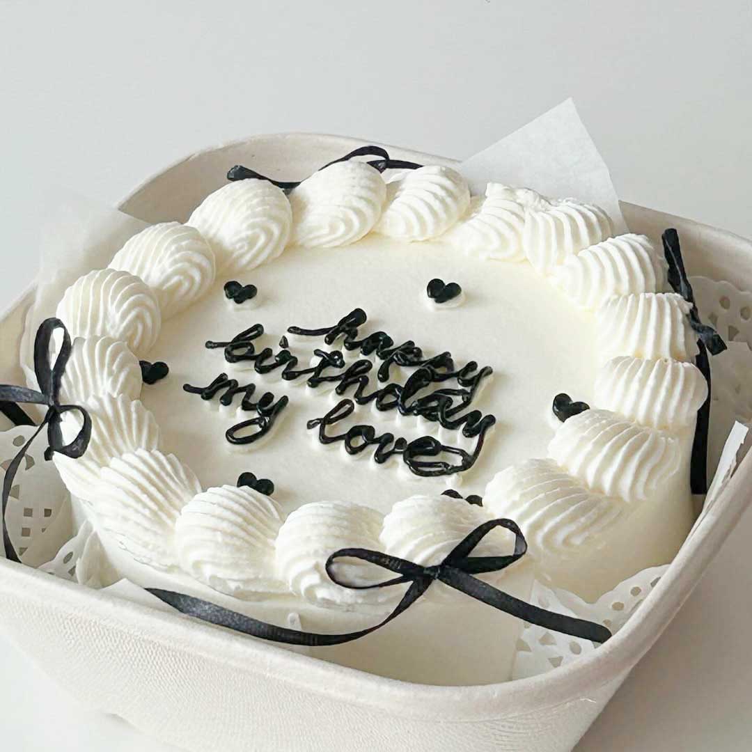 [box cake] cute ribbon cake